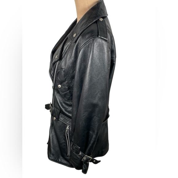 Schott NYC 90’s Women’s Vintage LEATHER BIKER LONG JACKET SIZE:10 - Picture 3 of 15